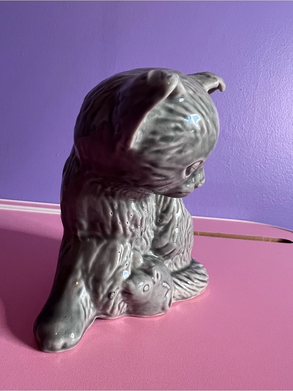 Gray Ceramic Kitten Statue - Picture 6 of 7